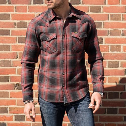 Jual Iron Heart Ultra Heavy Flannel (UHF) Ombre Check Shirt Red L
