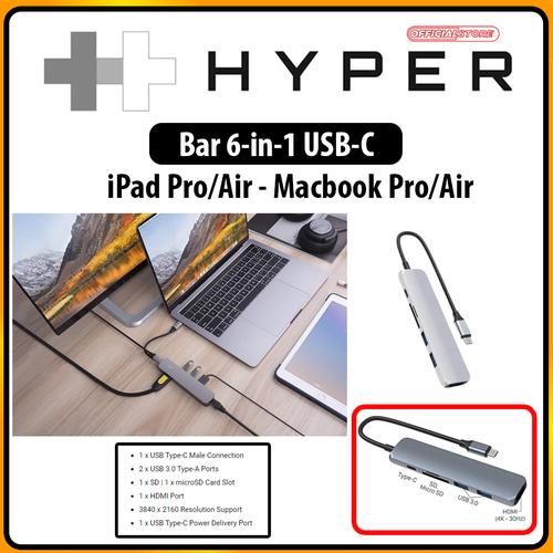 Gambar HyperDrive BAR 6 in 1 USB C iPad Pro Air Macbook Pro Air M1 2020 - Grey dari HYPERDRIVE OFFICIAL INDONESIA Jakarta Barat Tokopedia