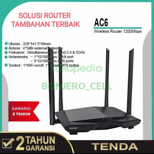 Promo tenda ac6 wireless router ac1200 smart wall killer wifi router