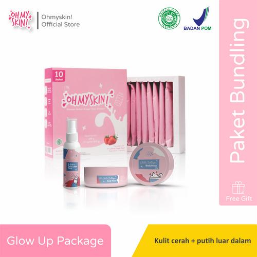 Gambar OhMySkin! GlowUp Package (1Lotion Spray,1Body Mask,1BoxCollagenDrink) - 1LS,1BM, 1CD10s dari Ohmyskin Official Kab. Pati Tokopedia