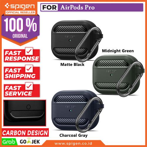 Gambar Case Airpods Pro Spigen Rugged Armor Carbon Fiber Softcase Slim Casing - Charcoal Gray dari Spigen Official Jakarta Barat Tokopedia