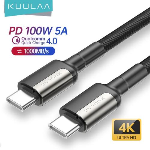Jual KUULAA KLX32 100w PD Type C to Type C USB 3.1 5A Fast Charging Cable 1m Black Jakarta