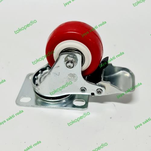 Jual Roda lemari 2 inch pu merah roha taiwan putar+rem - Jakarta Barat ...
