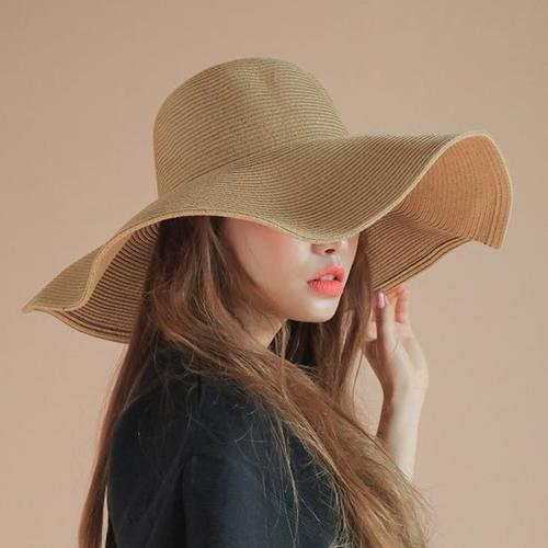 Jual wide straw basic hat (4 colors 