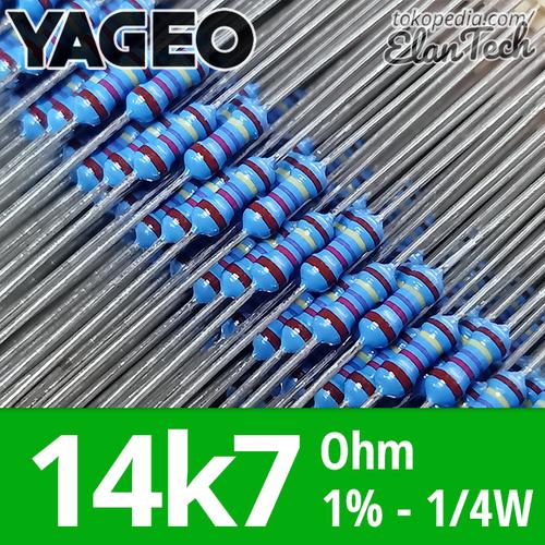 Jual Resistor Yageo 14k7 1/4W 1 0.25W 1/4 W 14.7 Kilo Ohm ElanTech