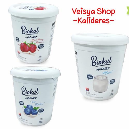 Promo Yogurt Biokul Stirred Plain Strawberry Blueberry 1 Liter Diamond