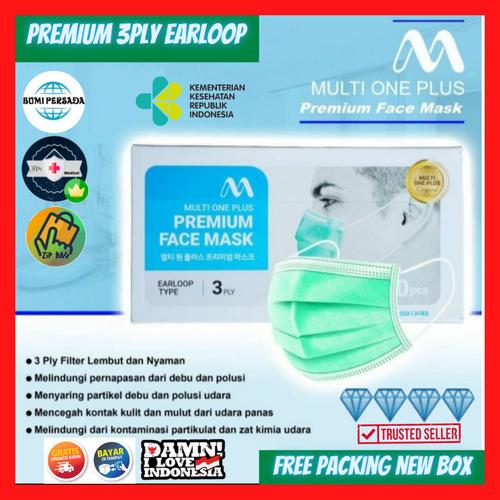 Jual masker earloop hijau multi one plus premium 3ply kemenkes isi ...