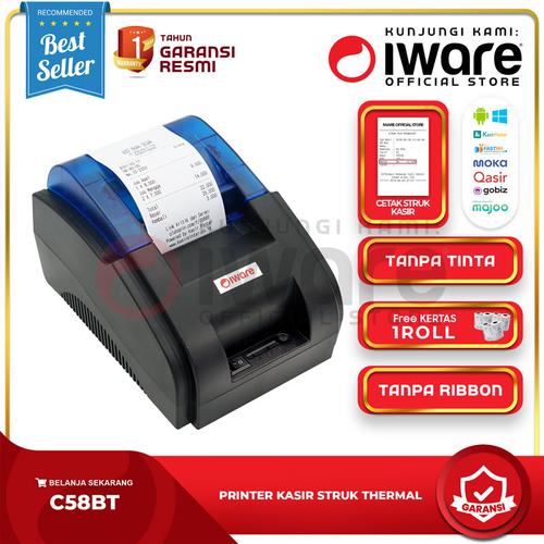 Gambar Printer Bluetooth Kasir/PPOB Iware C58BT Thermal 58mm Android+Win+IOS dari Iware Official Store Jakarta Pusat Tokopedia
