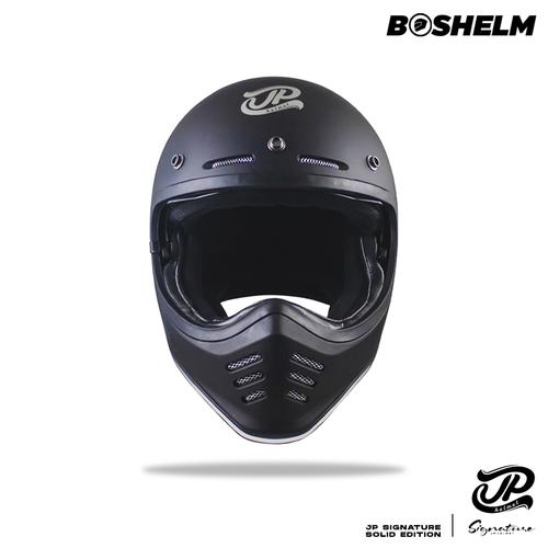 Gambar Helm Cakil JP Signature Solid Hitam Doff Helm Full Face - RED FERRARI dari BOSHELM Kota Bekasi Tokopedia
