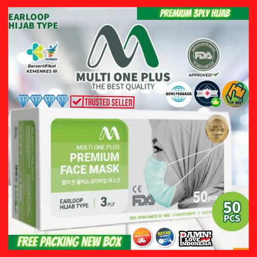 Jual masker earloop HIJAB multi one plus 3ply kemenkes isi 50pcs ...