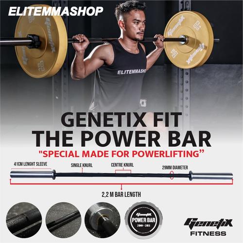 Gambar GENETIX FIT The POWER BAR Barbell 2.2m Special for Powerlifting dari ELITE MMA SHOP Jakarta Barat Tokopedia
