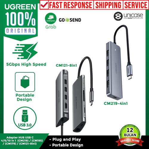 Gambar Adapter USB HUB Port Macbook iPad 4/6/8/10 in 1 UGREEN Type C Mini 3.0 - 8in1-CM121 dari UGREEN Jakarta Barat Official Jakarta Barat Tokopedia
