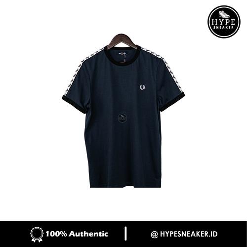 Gambar Kaos FRED PERRY Stripe Shoulder Navy Tshirt 100% ORIGINAL - M dari HYPESNEAKER.ID Kota Salatiga Tokopedia