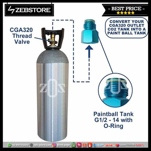 Gambar Adapter Adaptor Tanki Paintball CO2 CGA 320 Convert G1/2-14 dari Zeb Hobbies Store Kota Bandung Tokopedia