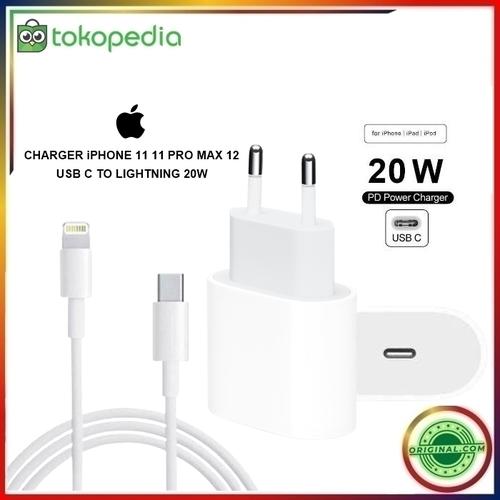CHARGER iPHONE 11 11 PRO MAX 12 USB C TO LIGHTNING 20W ORIGINAL 100% di  Tokopedia