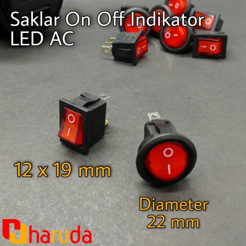 Jual Saklar Tombol ON OFF 3 Pin Indikator LED 250VaC 6A - BULAT - Kab ...