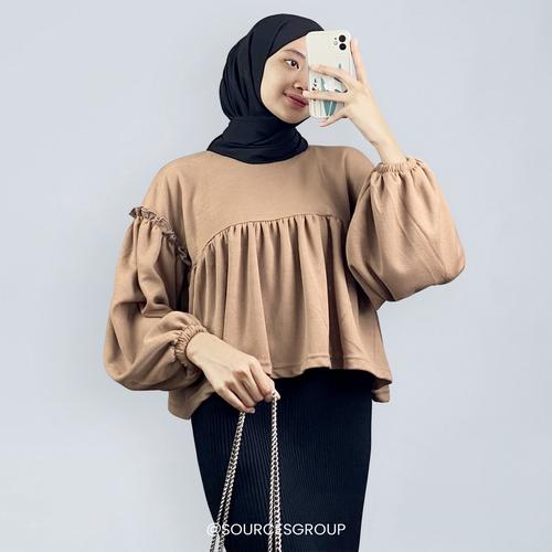 Jual tasya blouse ruffle - black - Kota 