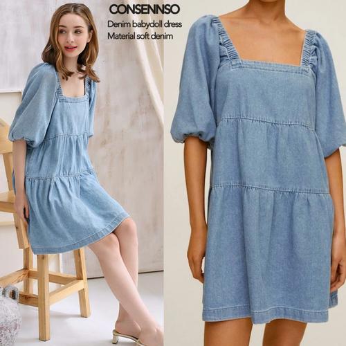 Jual Consennso denim babydoll dress 