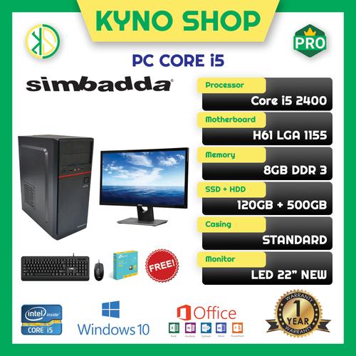 Jual PC Komputer Rakitan Core i5 2400 Gb SSD120 500 Gb LED 22