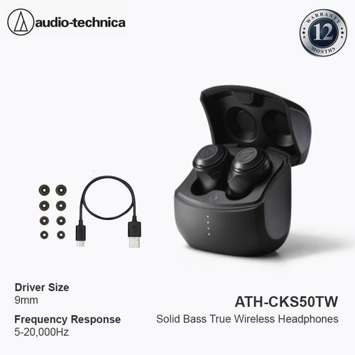 Promo AudioTechnica ATHCKS50TW Solid Bass True Wireless Headphones Black Cicil 0 3x