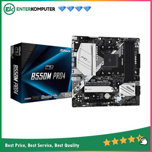 Gambar ASRock B550M Pro4 (AM4, AMD Promontory B550, DDR4, USB3.2, SATA3) dari Enter Komputer Official Jakarta Pusat Tokopedia