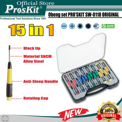 Promo Proskit OBENG SET PRO'SKIT SW-0118 15 IN 1 ORIGINAL - Jakarta ...
