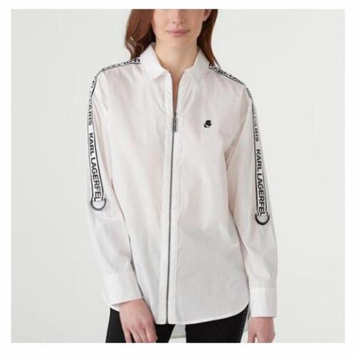 Karl Lagerfeld zip front white shirt 