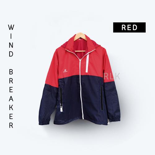 red windbreaker jacket
