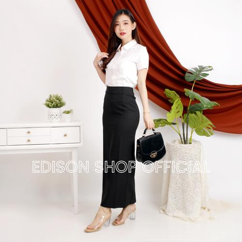 Span Rample Rok Jual Rok Span Panjang Belah Rempel Wanita Kerja Kantor Hitam Abu Navy ...