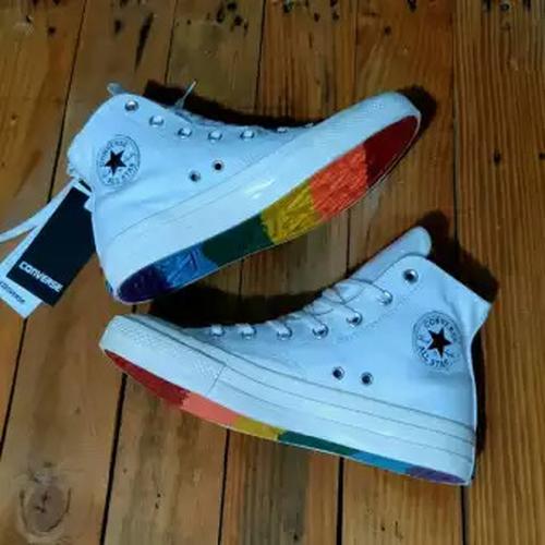rainbow high top converse