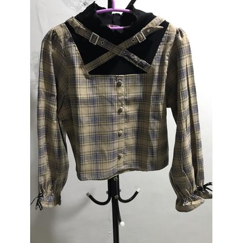 Jual CropTee Halterneck Tartan Blouse 