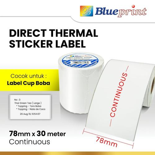 Gambar Direct Thermal Sticker Label Continuous BLUEPRINT 78x30 dari PojokITcom Pusat IT Comp Kota Surabaya Tokopedia