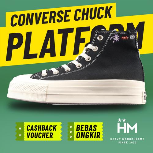 Jual Converse Chuck 70s Platform Spring Flowers Black A01592C (Size 35-40)  - Kota Surabaya - Heavy Monochrome | Tokopedia