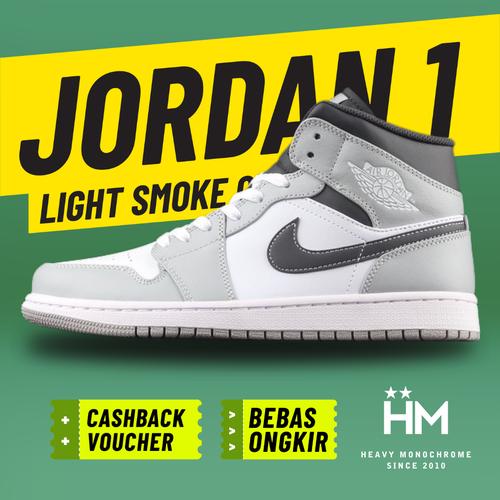 Jual Air Jordan 1 Mid Light Smoke Grey 554724-078 (Size 40-46) - Kota  Surabaya - Heavy Monochrome | Tokopedia