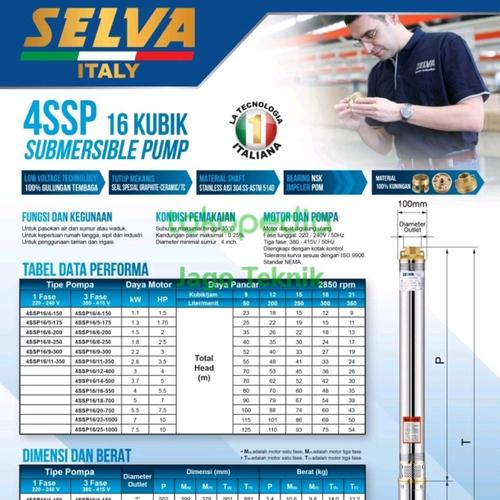 Jual Pompa Celup Submersible Selva Italy Selva 4ssp16/6200 Kota