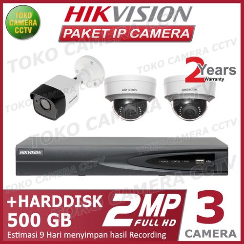 PAKET IP CAMERA HIKVISION 2MP CHANNEL 3CAMERA HDD 500GB di Toko Camera  Cctv Tokopedia