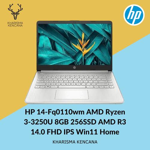 Jual HP 14Fq0110wm AMD Ryzen 33250U 8GB 256SSD AMD R3 14.0 FHD IPS