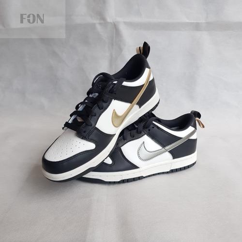 Nike Dunk Low Black White Metallic GS 39 di Fon Authentic Tokopedia