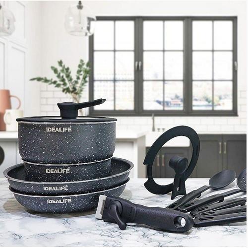 Jual IDEALIFE Granite Cookware Set Panci Masak Marble Set Teflon IL22a