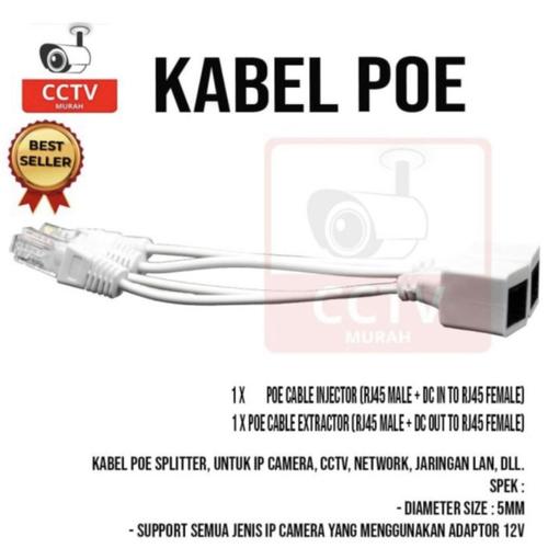 KABEL POE INJECTOR POE SPLITTER SET KABEL POE IP CCTV CAMERA di Hc  Vision Tokopedia