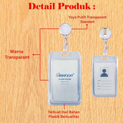 Jual Tempat ID Card Holder Transparant Buka Tutup Potrait dan Yoyo ID