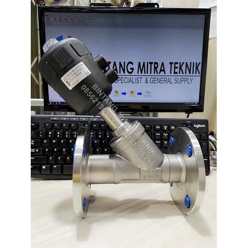Jual ANGLE SEAT VALVE PISTON VALVE SS316 DN40 PN16 1 1/2" FLANGE Kota