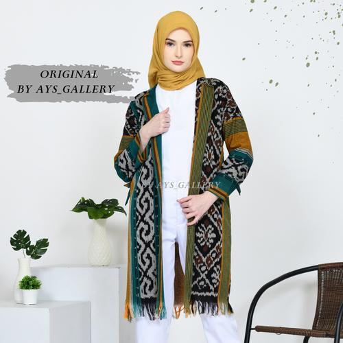 Jual OUTER TENUN IKAT TRADISIONAL ASLI SERAGAM KERJA SHAVA RUMBAI GREEN ...