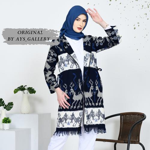 Jual OUTER TENUN IKAT TRADISIONAL ASLI SERAGAM KERJA SHAVA RUMBAI NAVY ...