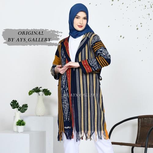 Jual OUTER TENUN IKAT TRADISIONAL ASLI SERAGAM KERJA SHAVA RUMBAI NAVY ...