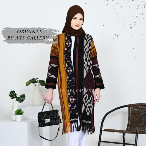 Jual OUTER TENUN IKAT TRADISIONAL ASLI SERAGAM KERJA SHAVA RUMBAI BROWN ...