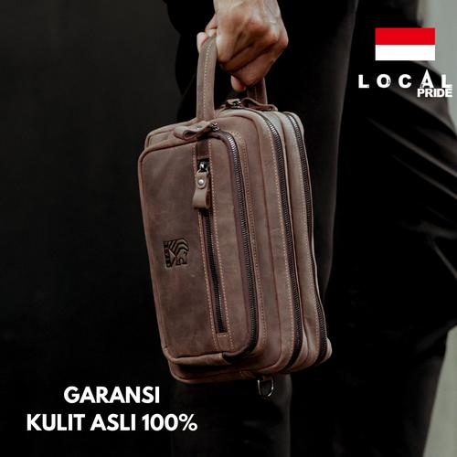 Promo Pouch Bag Pria Kulit Asli Clutch Handbag Genuine Leather Reven
