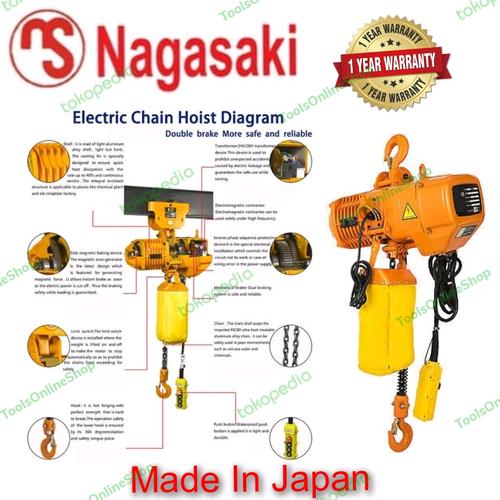 Jual Electric Chain Hoist 5 Ton x 6 meter Nagasaki Made in Japan Kab. Bekasi