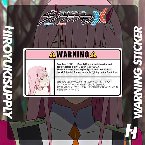 Jual Sticker JDM Anime Warning Zero Two - Kota Bandung - Hiroyuki ...