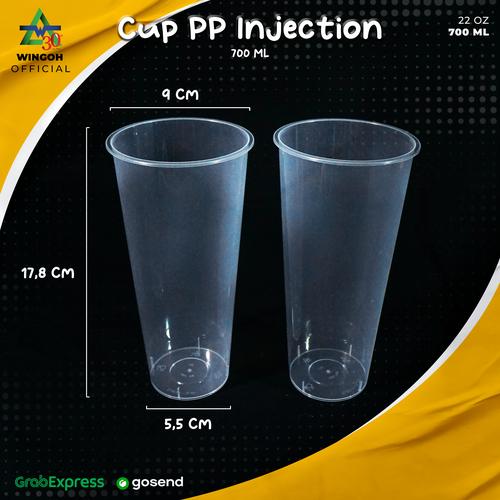 Jual Gelas Plastik Boba /Cheese Tea /Cup Injection PP 700ml / Tanpa Cap